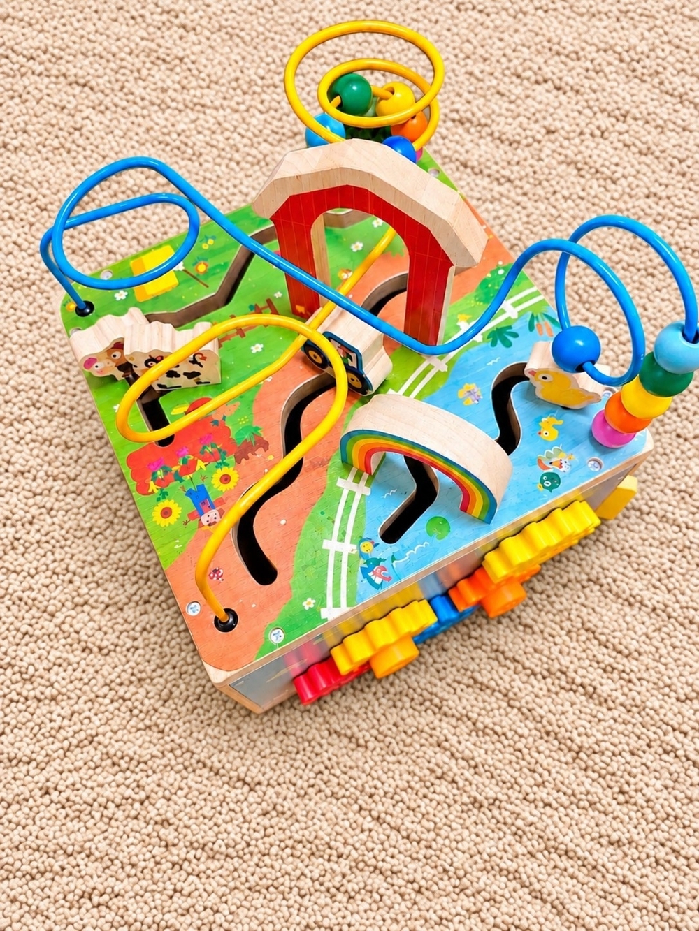 Wooden Montessori Activity Table – Bead Maze & Learning Toy